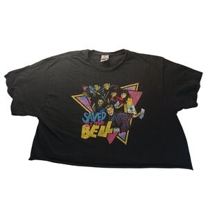 Saved by the Bell Crop Tee L Unisex 90s VTG Cutoff Faded Graphic READ Distressed